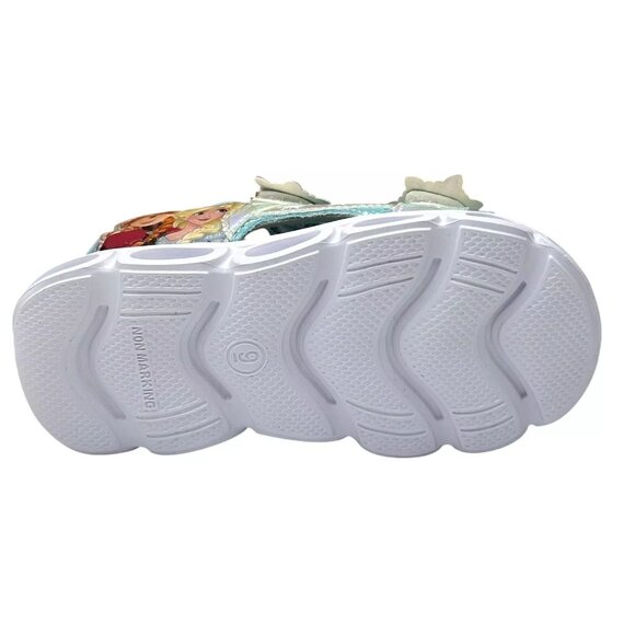 Disney Frozen Anna & Elsa Toddler Girl's Light-up Sandals Size 9 Silver/Aqua - Picture 12 of 13